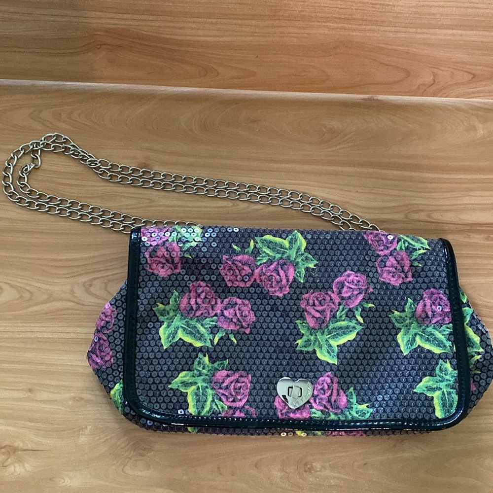 Betsey Johnson purple rose purse